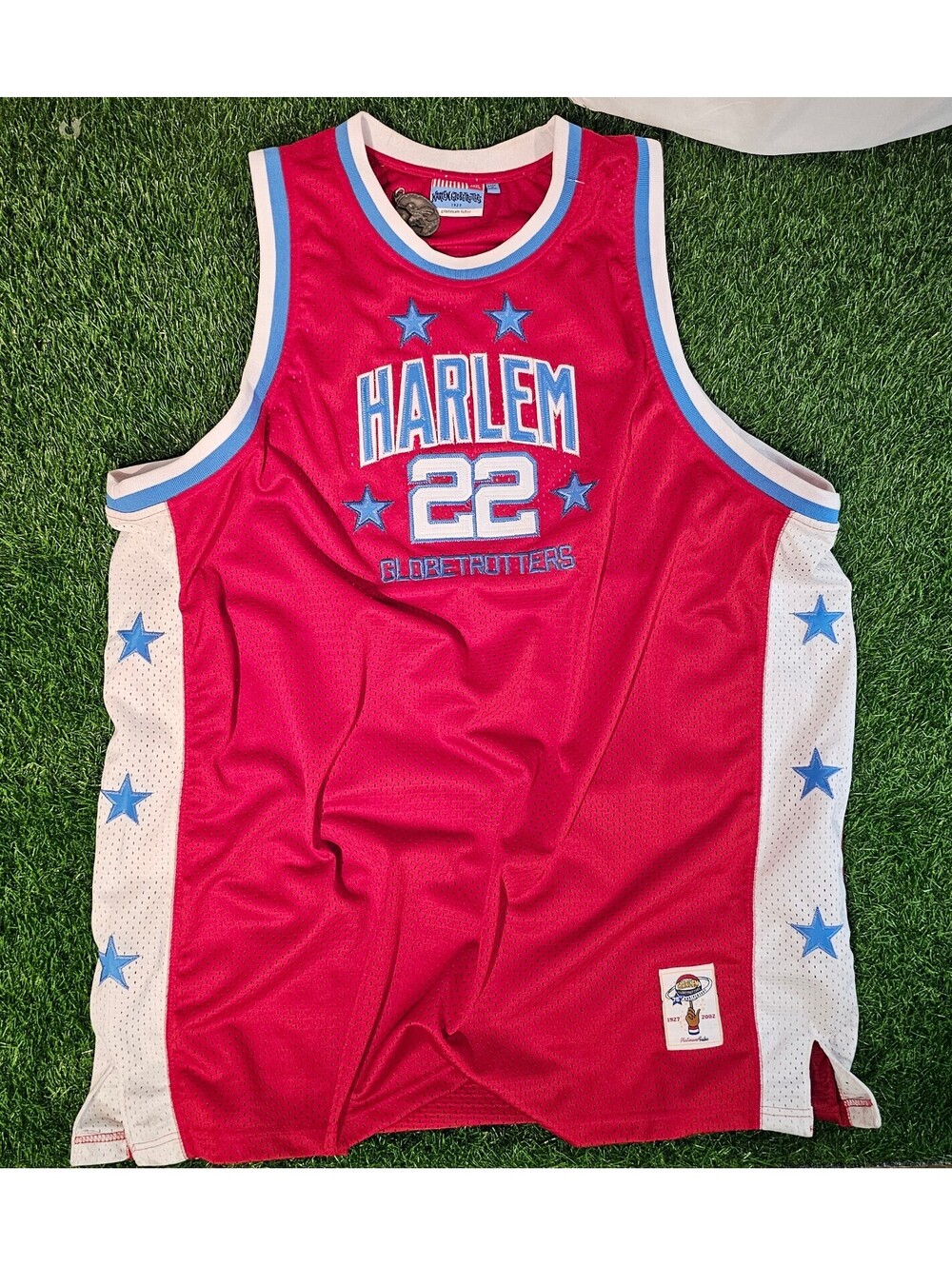 Y2K Harlem Globetrotters #22 Curly Red Basketball Jersey Platinum FUBU Size XXXL